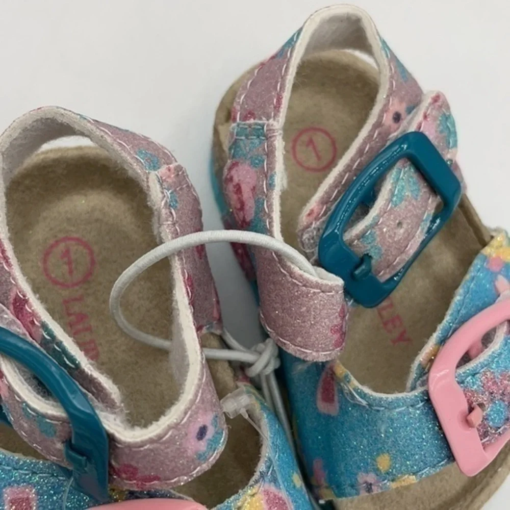 LAURA ASHLEY Blue & Pink Floral Sandals
